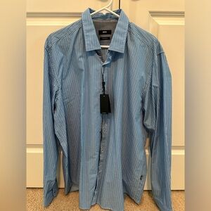 Hugo boss, blue, casual, vertical striped shirt
